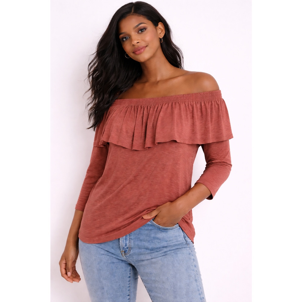 Anthropologie Dolan Left Coast Charla Off Shoulder Top Red Rayon Size M NWT